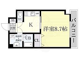 ヴェリテ新大阪2 1Kの間取図画像