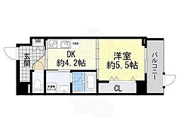 グランフォレテE田川 1Kの間取図画像
