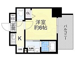 エスリードレジデンス大阪グランノース2 1Kの間取図画像