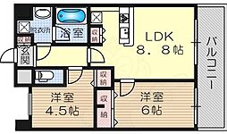 セレッソコートリバーサイドOSAKA 2LDKの間取図画像