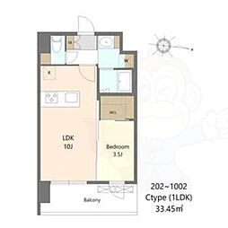 Alivis三国本町 1LDKの間取図画像