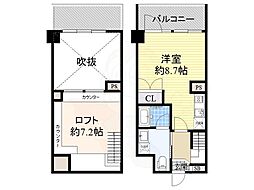 エスリード大阪シティーウエスト ワンルームの間取図画像