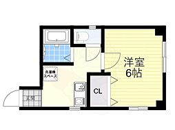 サンリバー塚本 1Kの間取図画像