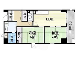 グレイス・ケヤムラ 2DKの間取図画像