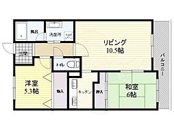 メゾンドプルメリア 2LDKの間取図画像