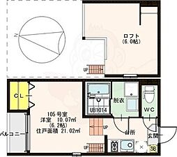 Comfort西中島 1Kの間取図画像