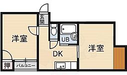 日大ハイツ 2Kの間取図画像