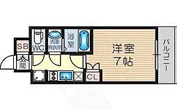 メロディア新北野 1Kの間取図画像