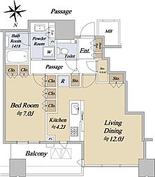 梅田ガーデンレジデンス 39階1LDKの間取り