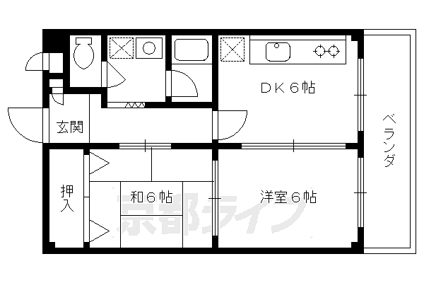 京都府京都市伏見区下鳥羽中円面田町(賃貸マンション2DK・4階・44.55㎡)の写真 その2