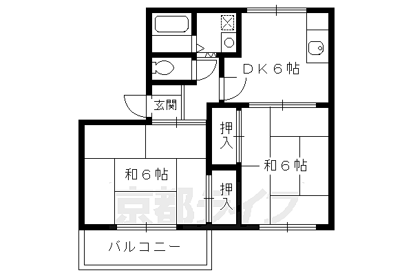 京都府京都市伏見区桃山羽柴長吉中町(賃貸アパート2DK・2階・43.00㎡)の写真 その2