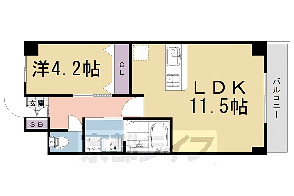 京都府京都市右京区西院西田町(賃貸アパート1LDK・1階・40.05㎡)の写真 その2