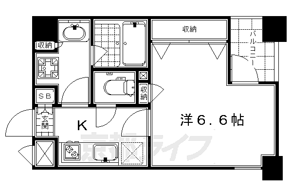 グラマシー京都 907｜京都府京都市下京区南不動堂町(油小路通塩小路下ル)(賃貸マンション1K・9階・26.67㎡)の写真 その2