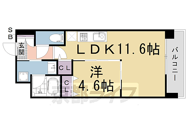 みつまめ京都　朱雀 2206｜京都府京都市中京区西ノ京小倉町(賃貸マンション1LDK・2階・38.38㎡)の写真 その2