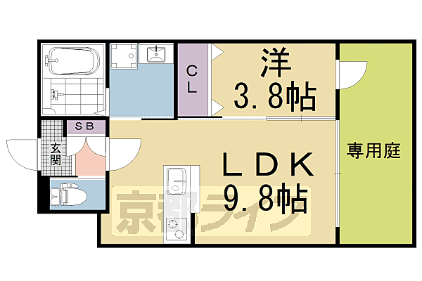 京都府京都市山科区御陵大津畑町(賃貸マンション1LDK・1階・33.00㎡)の写真 その2