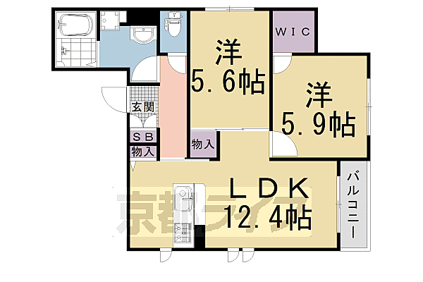 シャーメゾンちきりや壬生 302｜京都府京都市中京区壬生東淵田町(賃貸アパート2LDK・3階・56.97㎡)の写真 その2