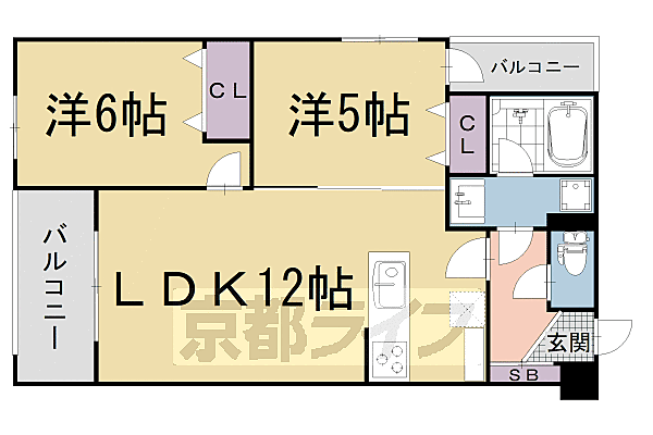 Ｄｏ　Ｄｒｅａｍ仏光寺 505｜京都府京都市下京区仏光寺東町(賃貸マンション2LDK・5階・50.27㎡)の写真 その2