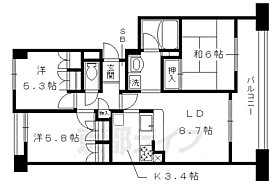 京都府京都市右京区西院四条畑町（賃貸マンション3LDK・2階・65.40㎡） その2