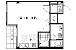 スターウィン烏丸七条 ワンルームの間取図画像