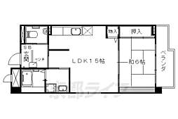 京阪京津線 四宮駅 徒歩12分の賃貸マンション 4階1LDKの間取り