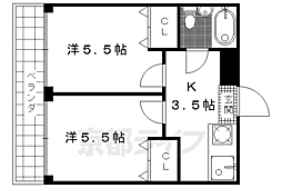 京阪本線 丹波橋駅 徒歩23分の賃貸マンション 2階2Kの間取り
