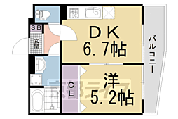 京阪宇治線 観月橋駅 徒歩4分の賃貸アパート 2階1DKの間取り