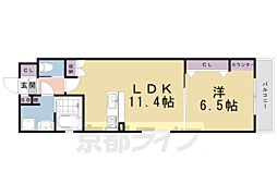 スミレスタ烏丸五条 2階1LDKの間取り