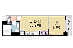 モア七条 2階1LDKの間取り