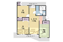 阪急京都本線 西山天王山駅 徒歩14分の賃貸マンション 1階3LDKの間取り