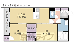阪急京都本線 東向日駅 徒歩13分の賃貸マンション 2階2LDKの間取り