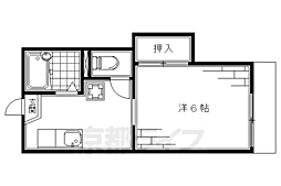 京阪本線 丹波橋駅 徒歩3分の賃貸アパート 1階1Kの間取り