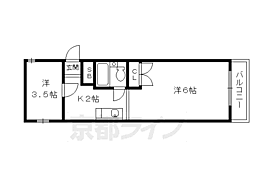 京阪本線 藤森駅 徒歩8分の賃貸マンション 3階2Kの間取り