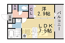 京都地下鉄東西線 椥辻駅 徒歩5分の賃貸アパート 1階1LDKの間取り