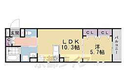ユアメゾン御前 2階1LDKの間取り