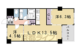 シンフォニー四条河原町 2LDKの間取図画像