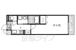 京都地下鉄東西線 椥辻駅 徒歩6分の賃貸マンション 3階1Kの間取り