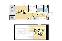 京都地下鉄東西線 椥辻駅 徒歩8分の賃貸アパート 1階1Kの間取り