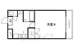 京阪宇治線 観月橋駅 徒歩12分の賃貸マンション 2階1Kの間取り