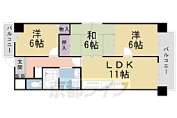 阪急京都本線 長岡天神駅 徒歩5分の賃貸マンション 2階3LDKの間取り