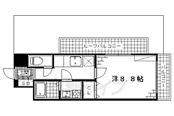 京都市営烏丸線 竹田駅 徒歩9分の賃貸マンション 6階1Kの間取り