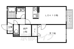 京都地下鉄東西線 椥辻駅 徒歩24分の賃貸アパート 1階1LDKの間取り