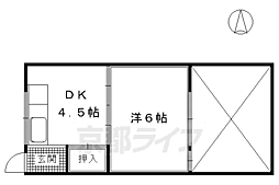月見荘 1DKの間取図画像
