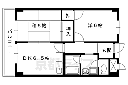 サンロード・朱雀 2DKの間取図画像
