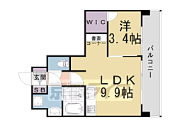 クレアドーレ京都二条 1LDKの間取図画像