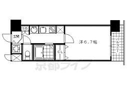 プレサンス京都三条響洛 1Kの間取図画像