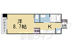 カーサ・ヴェルデ高辻 1Kの間取図画像