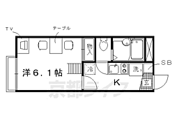 レオパレス御所西 1Kの間取図画像
