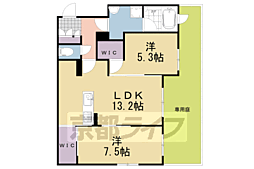 LaJolla城陽 2LDKの間取図画像