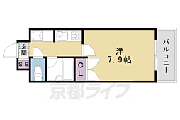 パインフィールド壬生 1Kの間取図画像