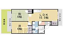 セジュール蘭A棟 2LDKの間取図画像